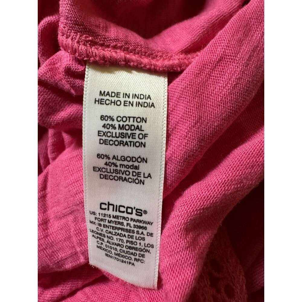 Chicos Womens Size 1 Pink 3/4 Sleeve Knit Top Cotton Modal Medium - Picture 5 of 5